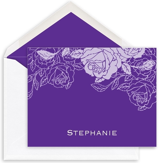 Woodcut Roses Folded Note Cards
